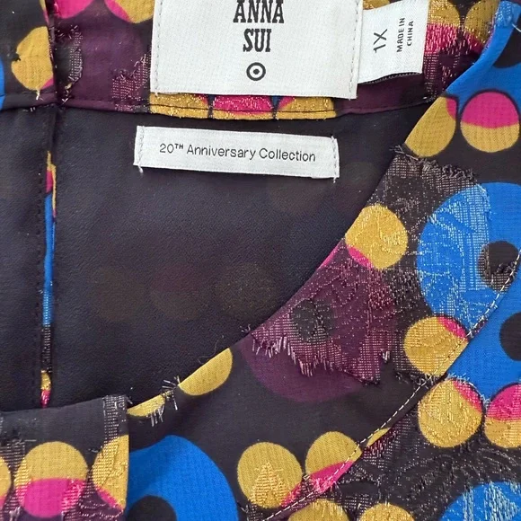 Anna Sui for Target Retro Metallic Mini Shift Dress Size 1X - Picture 2 of 9